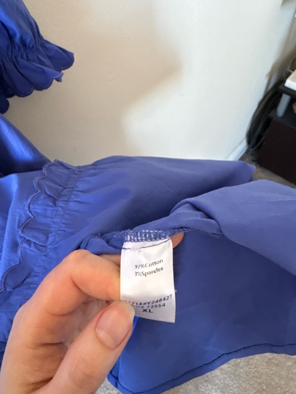Pomander Place Azure Blue Ruffled Neck Mini Dress - Picture 9 of 10
